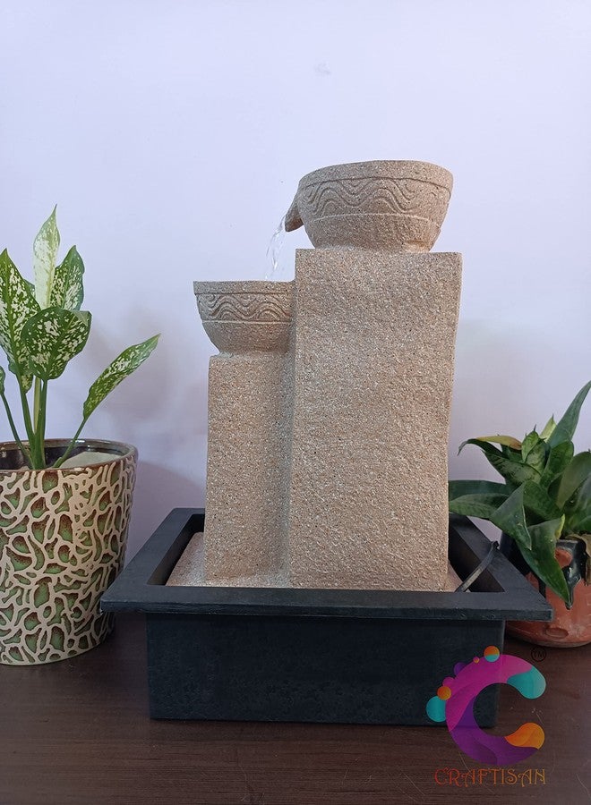 Craftisan Decorative Table Top Water Fountain for Home Décor/Office/Indoor & Outdoor/Garden/Puja Room/Vaastu Yellow Stone - Image 4